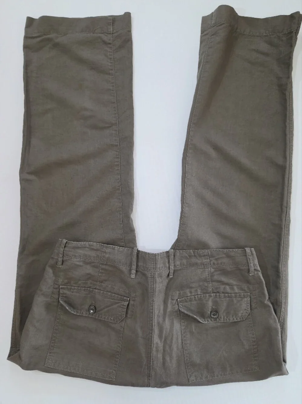 Banana Republic Linen Utility Pants Womens 34/32 Olive Green Bootcut High Rise